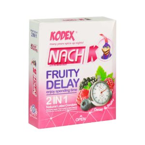 کاندوم تاخیری میوه‌ای کدکس Fruity Delay بسته ۱۲ عددی